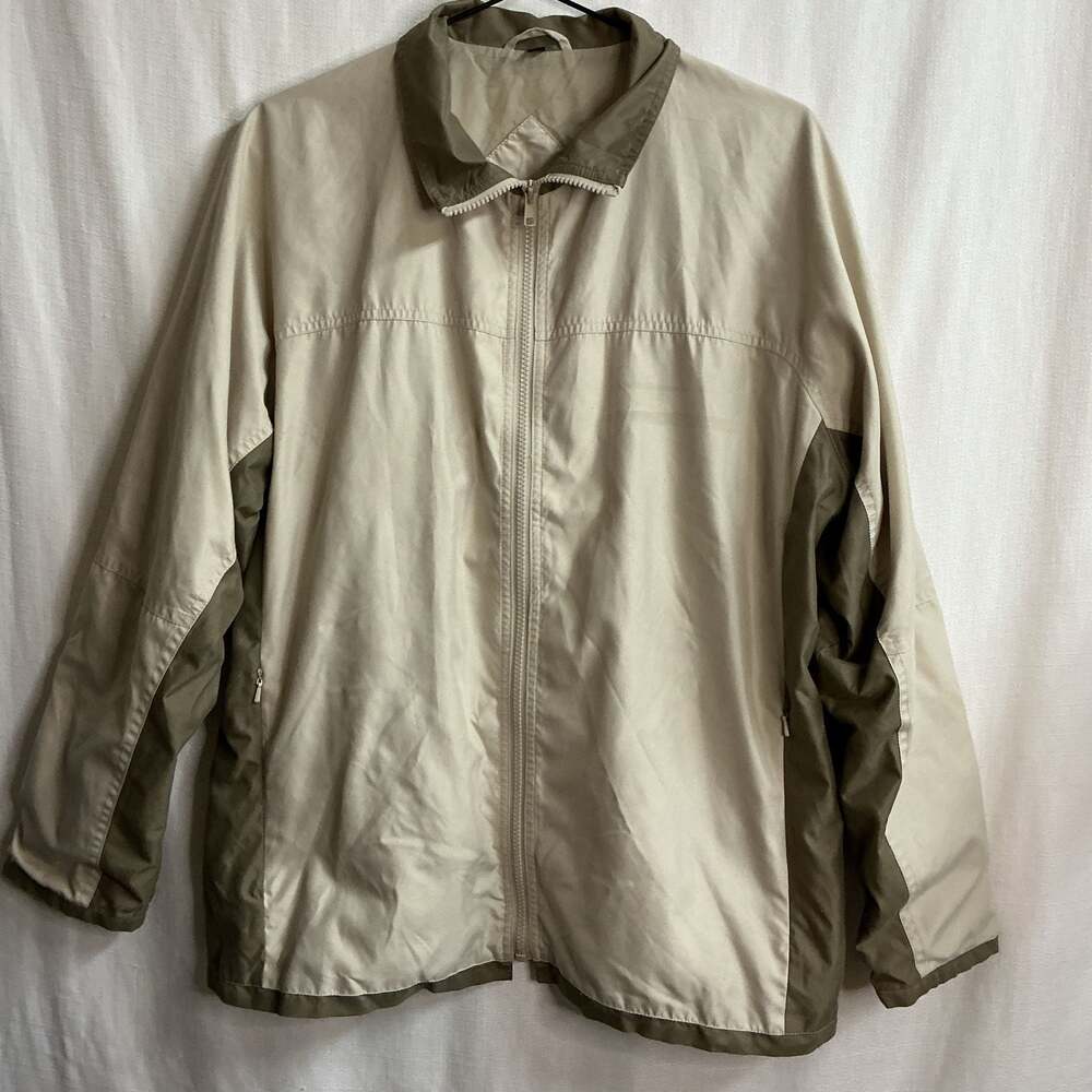 Aureus Two-Tone Beige and Olive Full-Zip Windbreaker Jacket